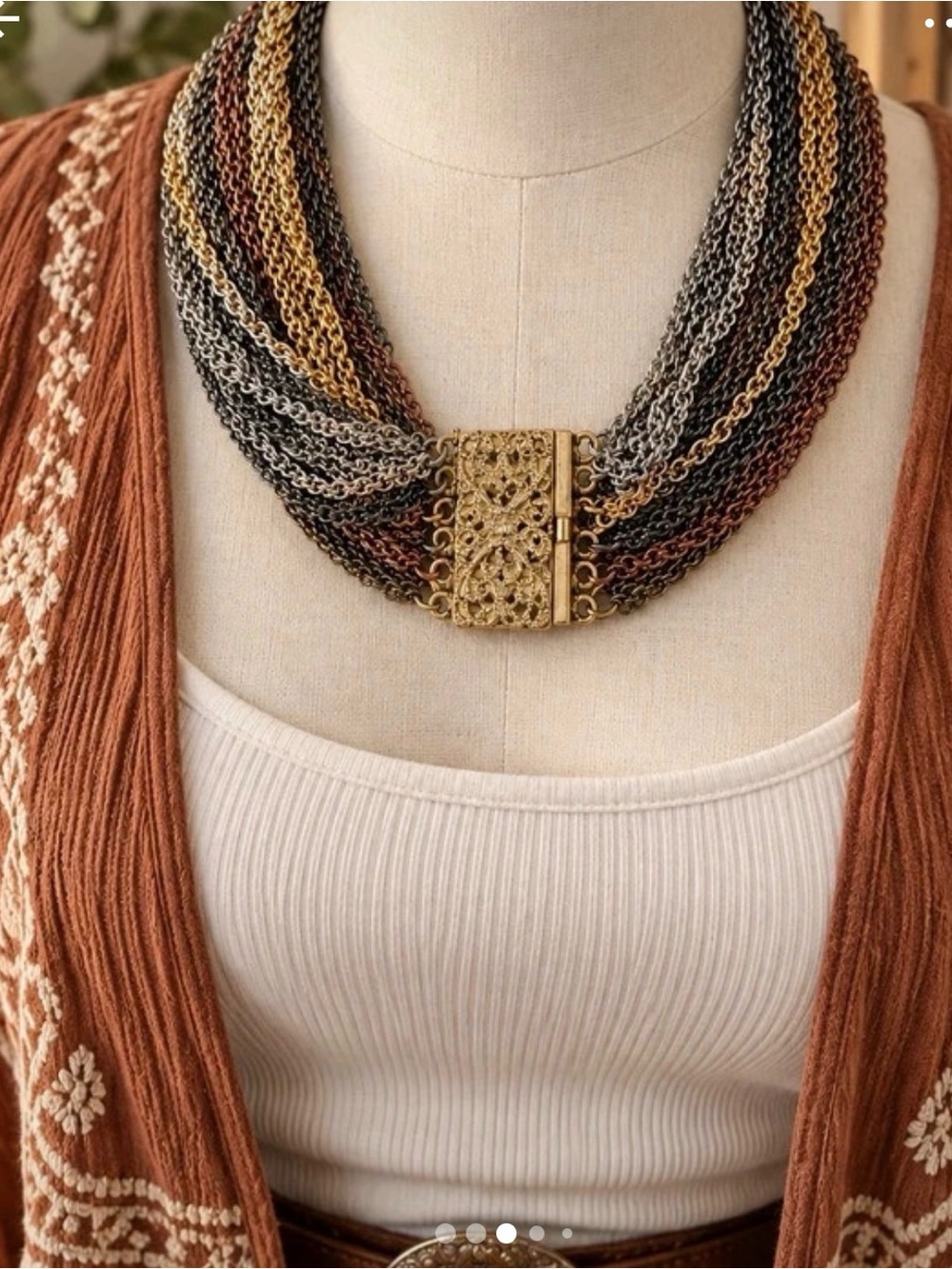 Cara New York Multi-Strand Mixed Metal Necklace (BN7/ov)